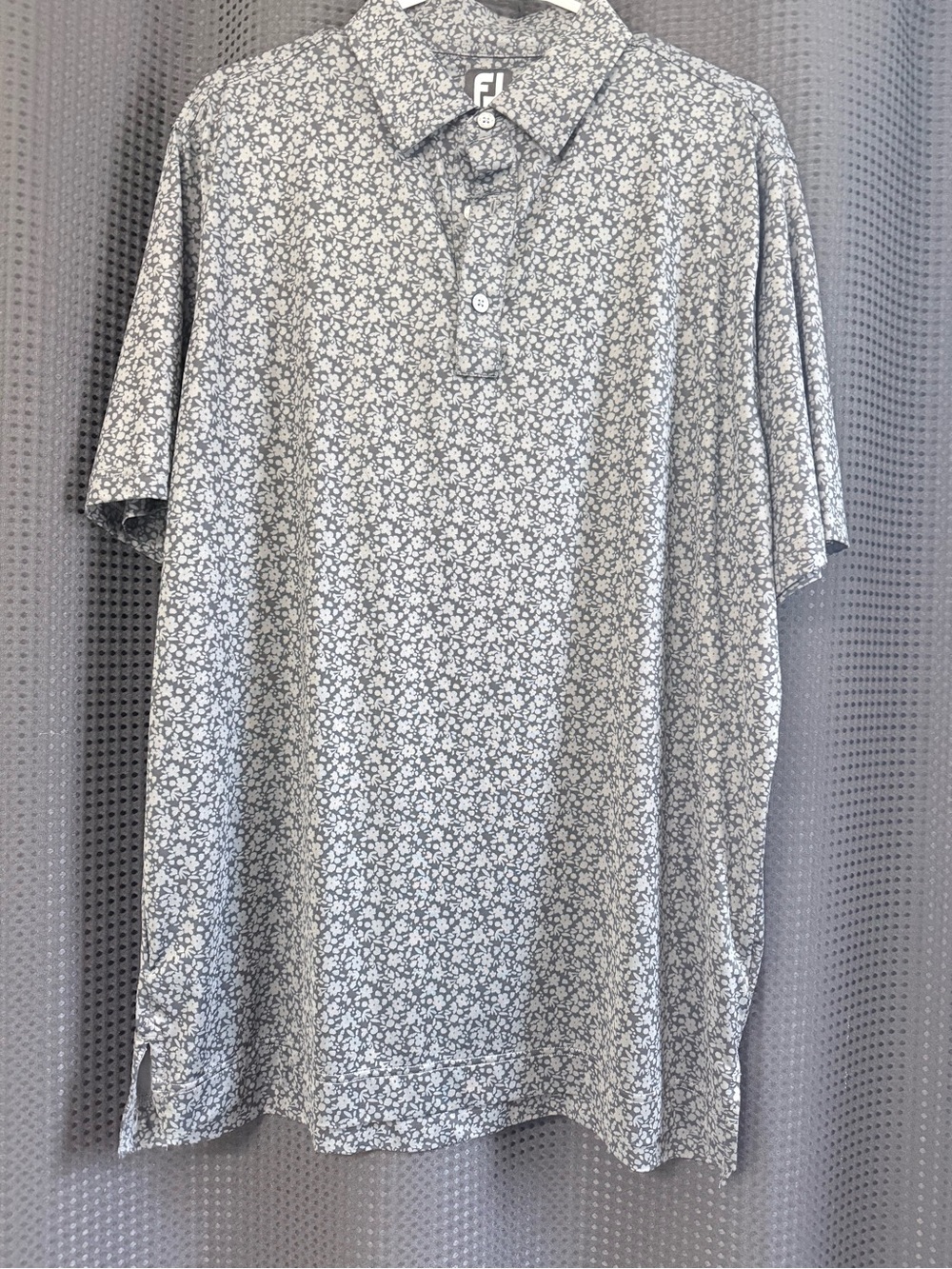 FootJoy Men's Floral Print Polo - Gray & White